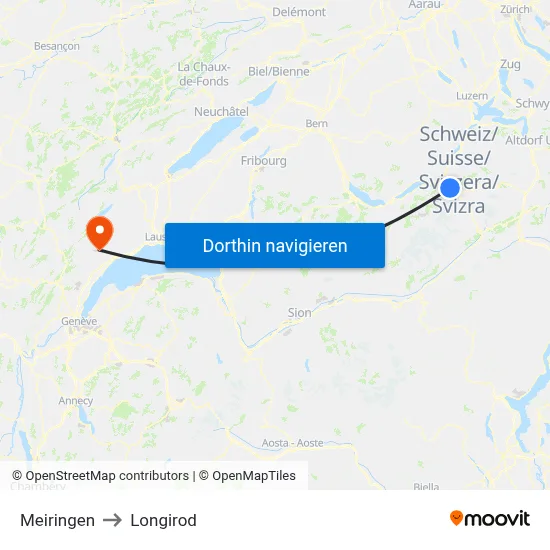 Meiringen to Longirod map