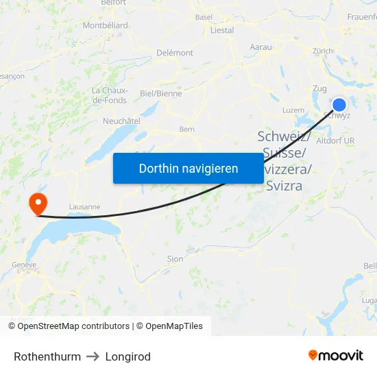 Rothenthurm to Longirod map