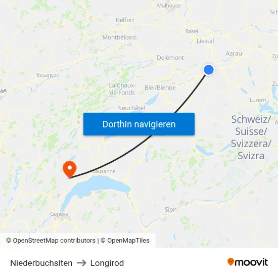 Niederbuchsiten to Longirod map