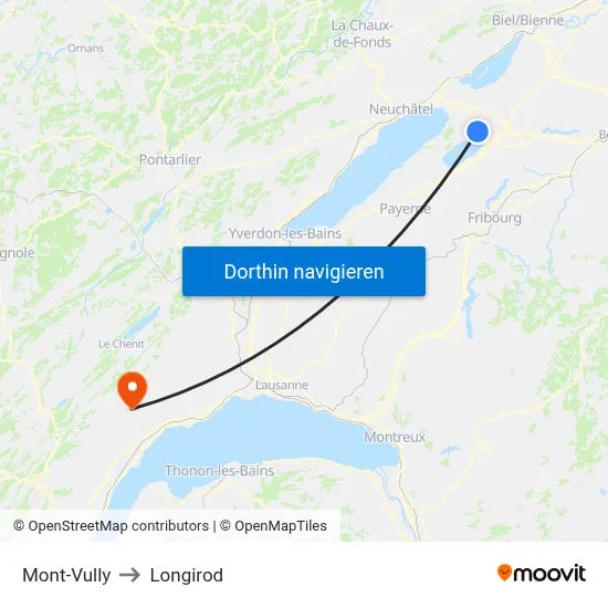 Mont-Vully to Longirod map