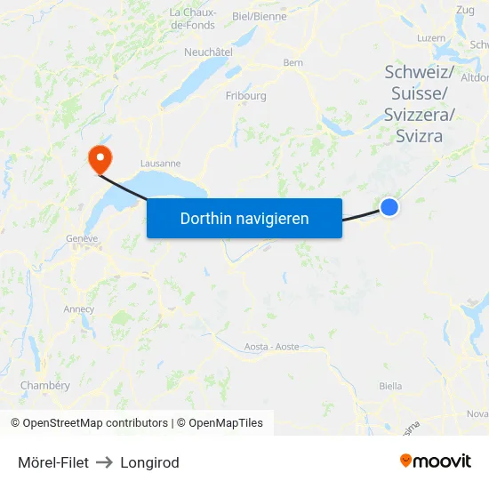 Mörel-Filet to Longirod map