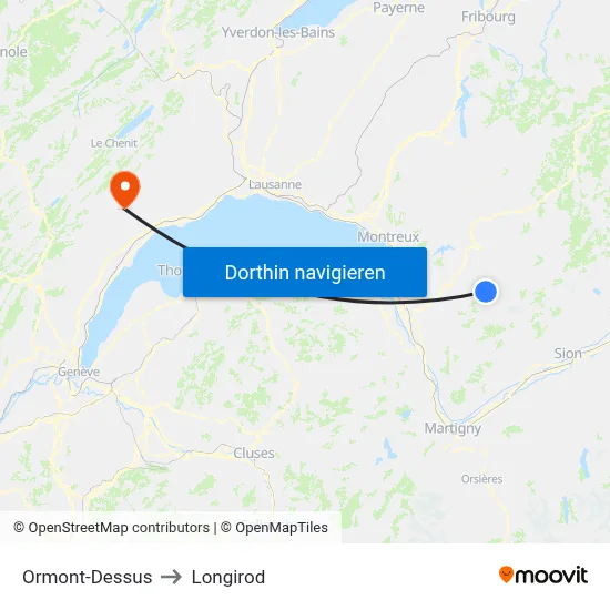 Ormont-Dessus to Longirod map