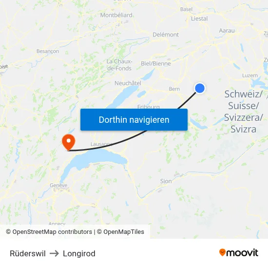 Rüderswil to Longirod map