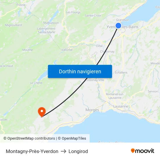 Montagny-Près-Yverdon to Longirod map