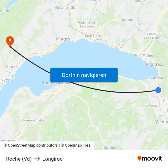 Roche (Vd) to Longirod map