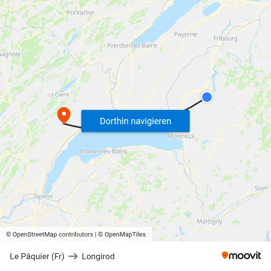 Le Pâquier (Fr) to Longirod map