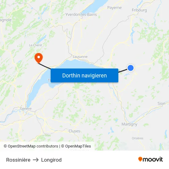 Rossinière to Longirod map