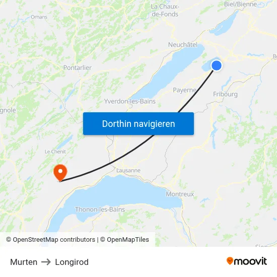 Murten to Longirod map
