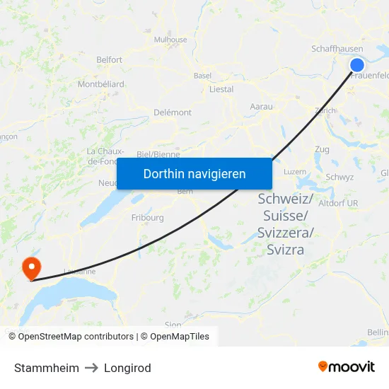 Stammheim to Longirod map