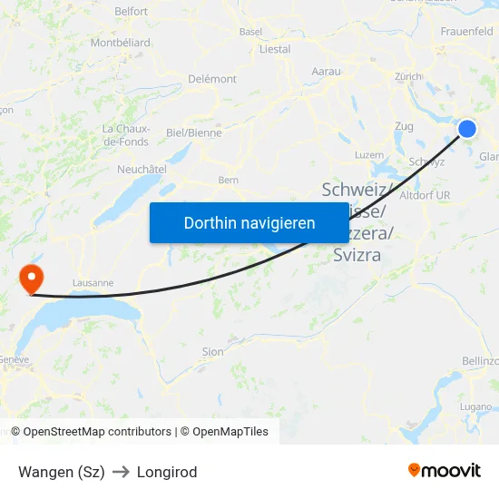 Wangen (Sz) to Longirod map
