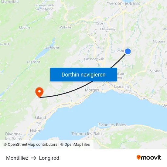 Montilliez to Longirod map