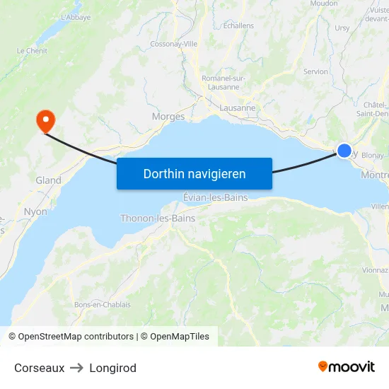 Corseaux to Longirod map
