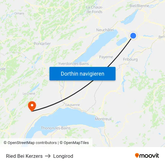 Ried Bei Kerzers to Longirod map