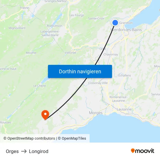 Orges to Longirod map