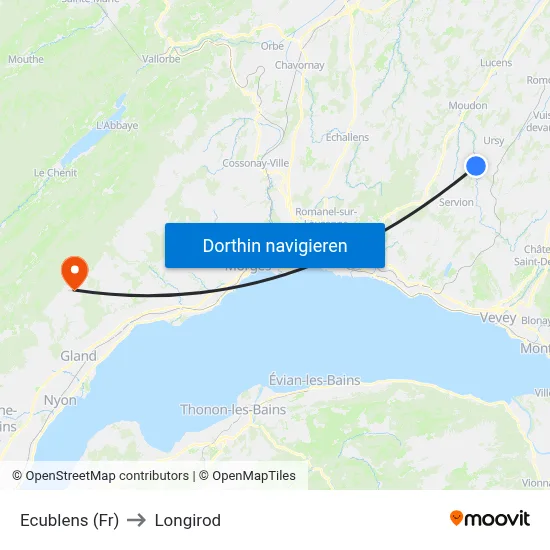Ecublens (Fr) to Longirod map