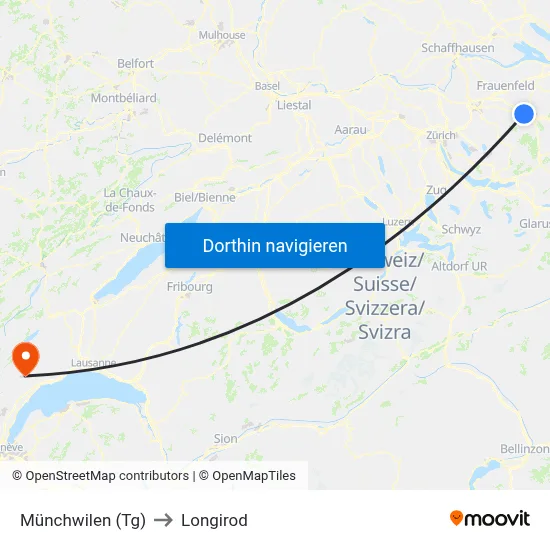 Münchwilen (Tg) to Longirod map