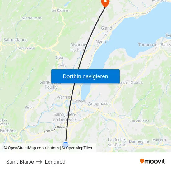 Saint-Blaise to Longirod map