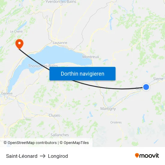 Saint-Léonard to Longirod map