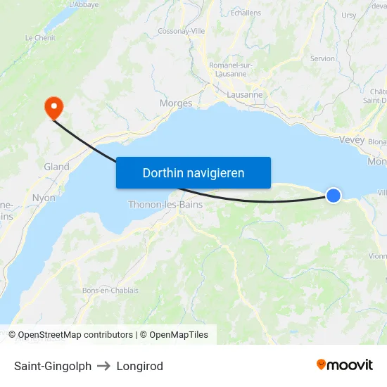Saint-Gingolph to Longirod map