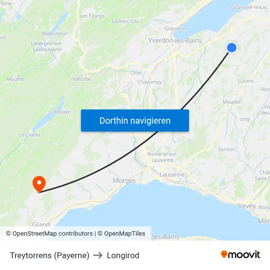 Treytorrens (Payerne) to Longirod map