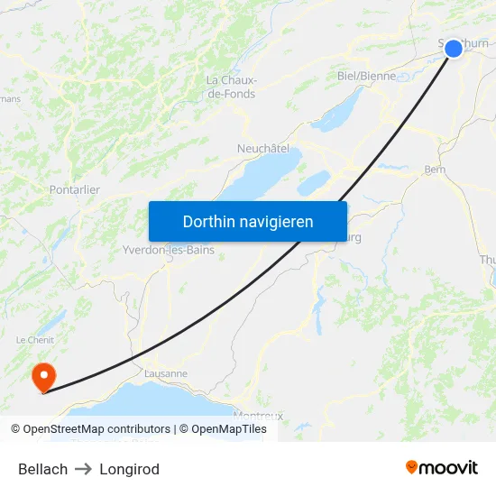 Bellach to Longirod map