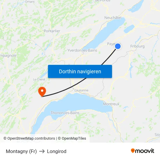Montagny (Fr) to Longirod map