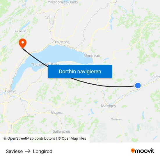 Savièse to Longirod map