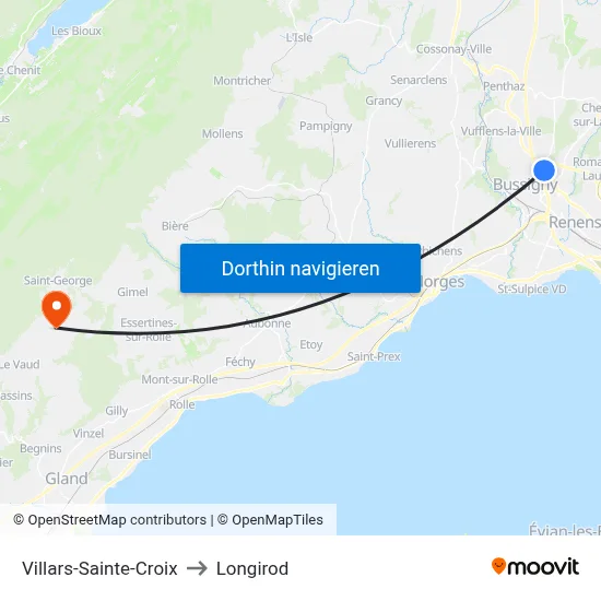 Villars-Sainte-Croix to Longirod map