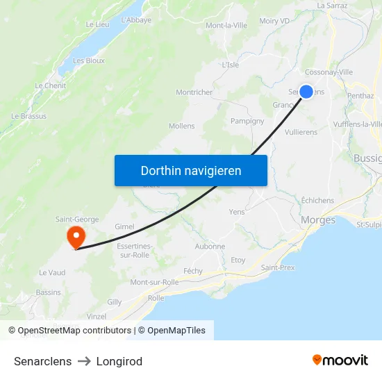 Senarclens to Longirod map