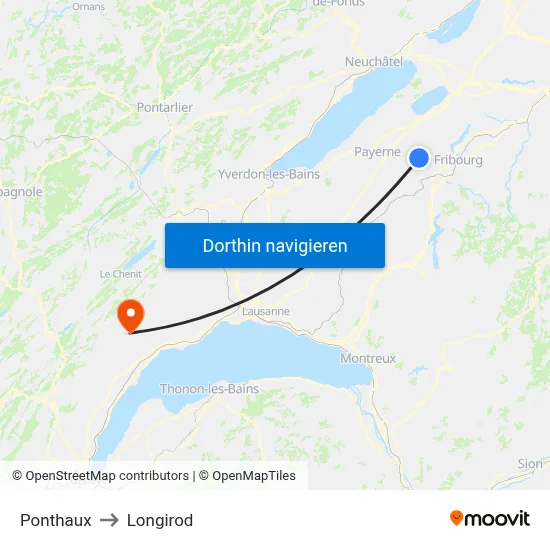 Ponthaux to Longirod map