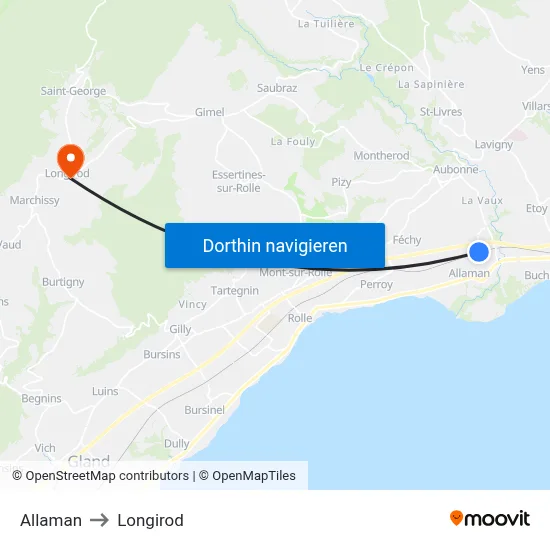 Allaman to Longirod map