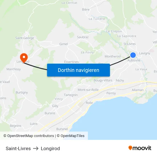 Saint-Livres to Longirod map