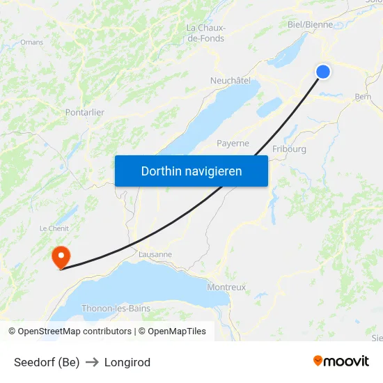 Seedorf (Be) to Longirod map