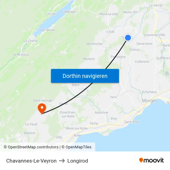 Chavannes-Le-Veyron to Longirod map