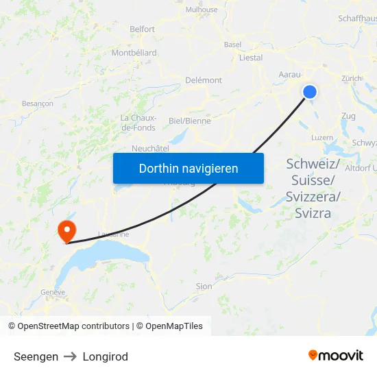 Seengen to Longirod map