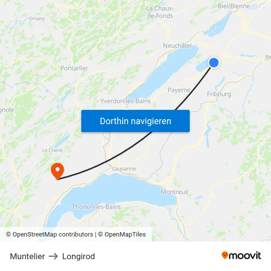 Muntelier to Longirod map