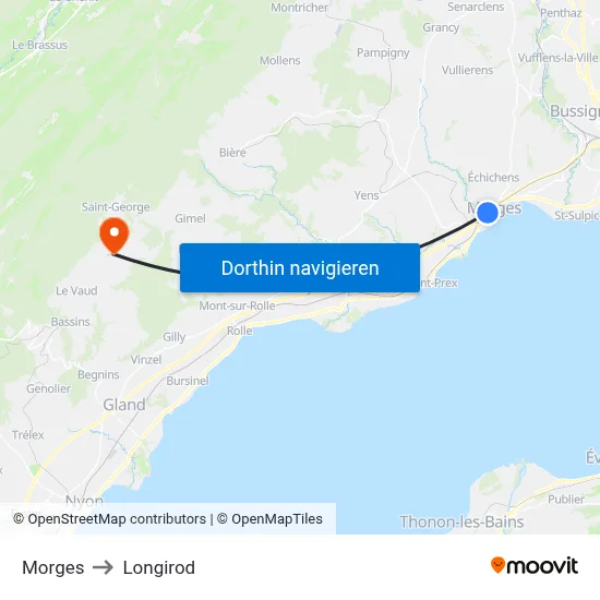 Morges to Longirod map