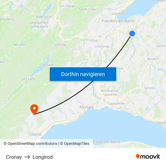 Cronay to Longirod map