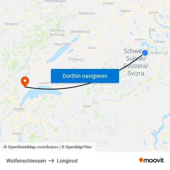 Wolfenschiessen to Longirod map