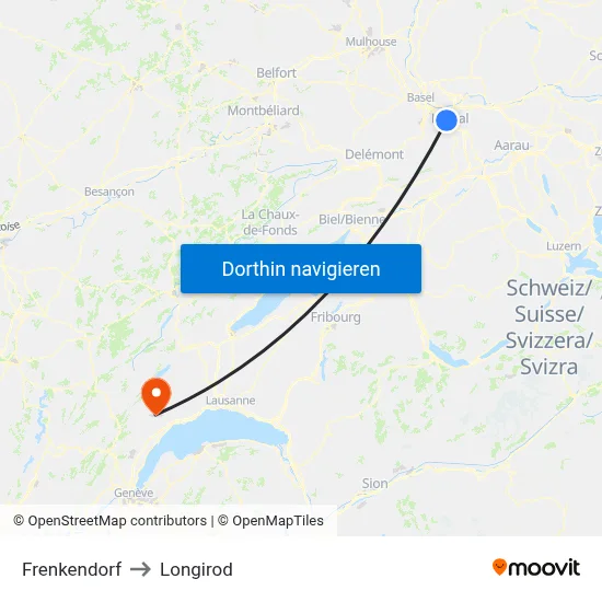 Frenkendorf to Longirod map