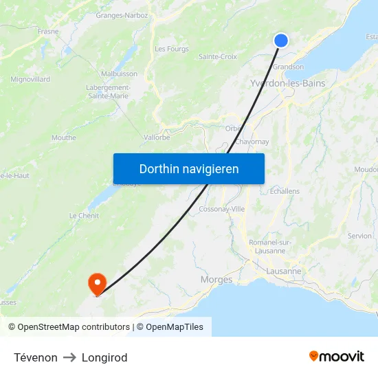 Tévenon to Longirod map