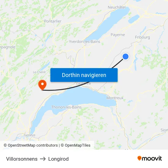 Villorsonnens to Longirod map