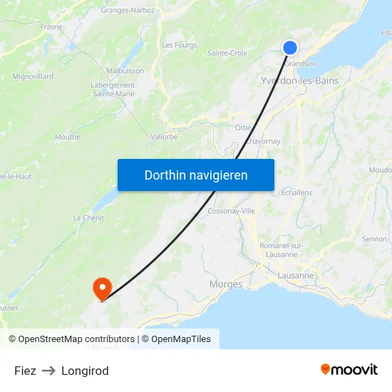 Fiez to Longirod map