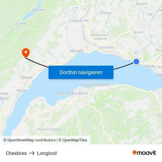 Chexbres to Longirod map