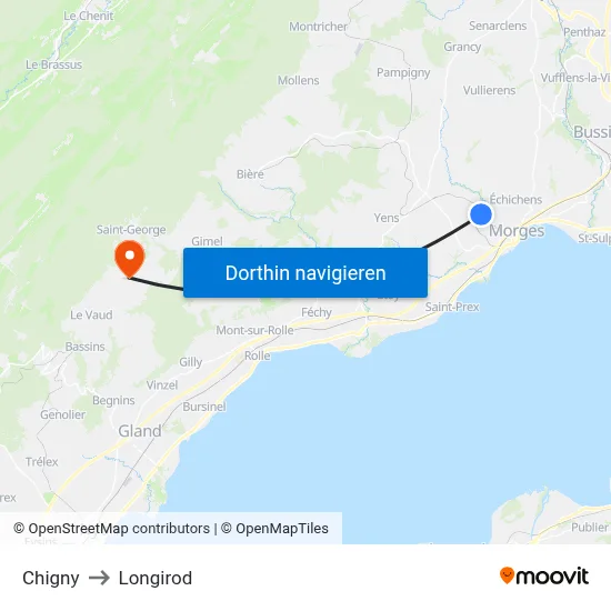 Chigny to Longirod map