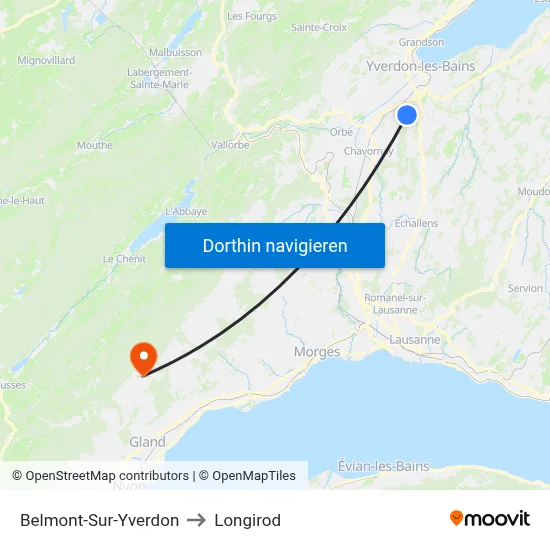 Belmont-Sur-Yverdon to Longirod map