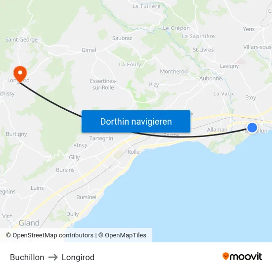 Buchillon to Longirod map