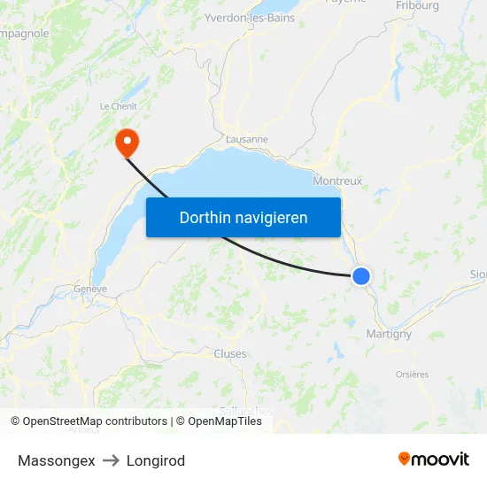 Massongex to Longirod map