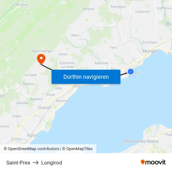 Saint-Prex to Longirod map