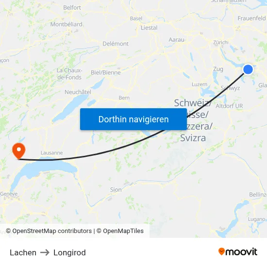 Lachen to Longirod map